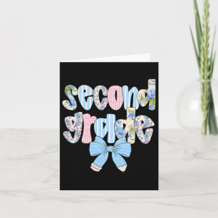 Second Grade Coquette Bow Pencil First Day Back To Card