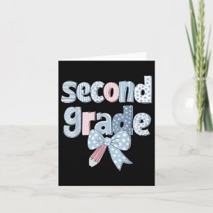 Second Grade Coquette Bow Pencil First Day Back To Card