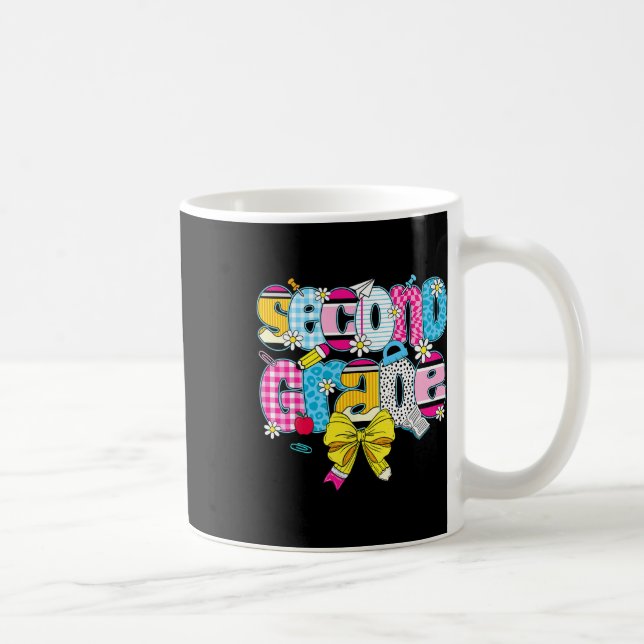 Second Grade Coquette Pencil Bow Back To School Te Coffee Mug (Right)