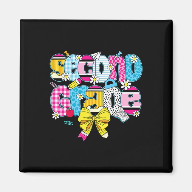 Second Grade Coquette Pencil Bow Back To School Te Magnet (Front)