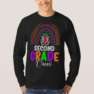 Second Grade Crew Mardi Gras Carnival Leopard Rain T-Shirt