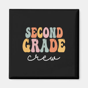 Second Grade Crew Retro Groovy Vintage First Day O Magnet