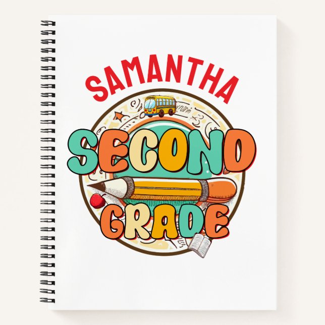 Second Grade – Cute Back to School Supplies Notebo Notebook (Front)