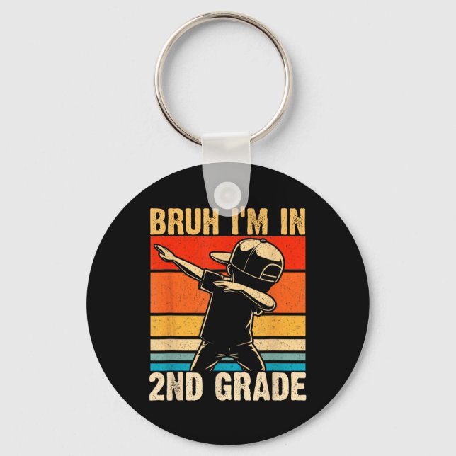 Second Grade Dabbing Boy Bruh I'm In 2nd Grade Stu Key Ring (Front)