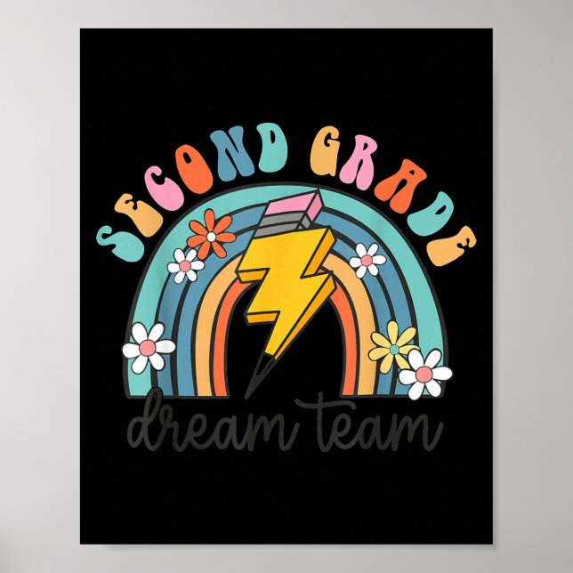 Second Grade Dream Team 1st Day of 2nd Grade Back Poster (Front)