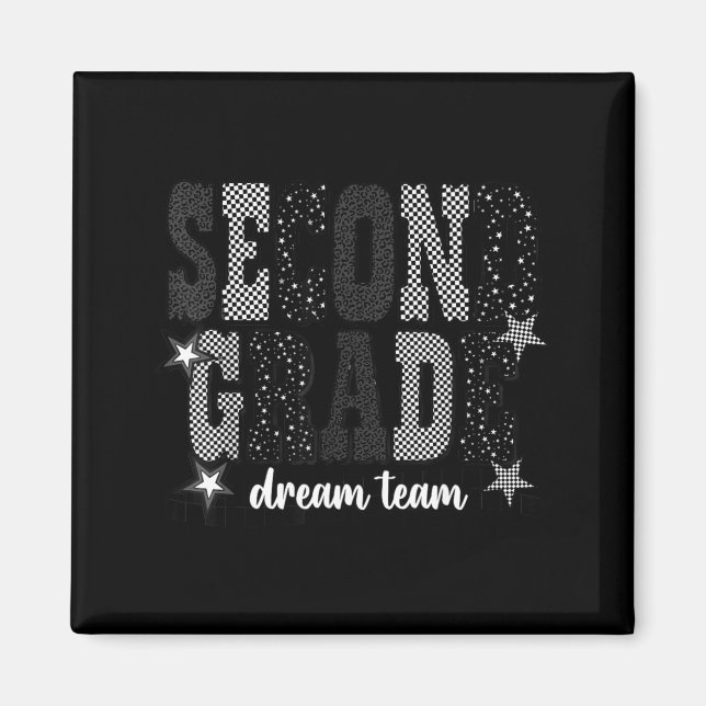 Second Grade Dream Team 2nd Grade Chequered Back Magnet (Front)