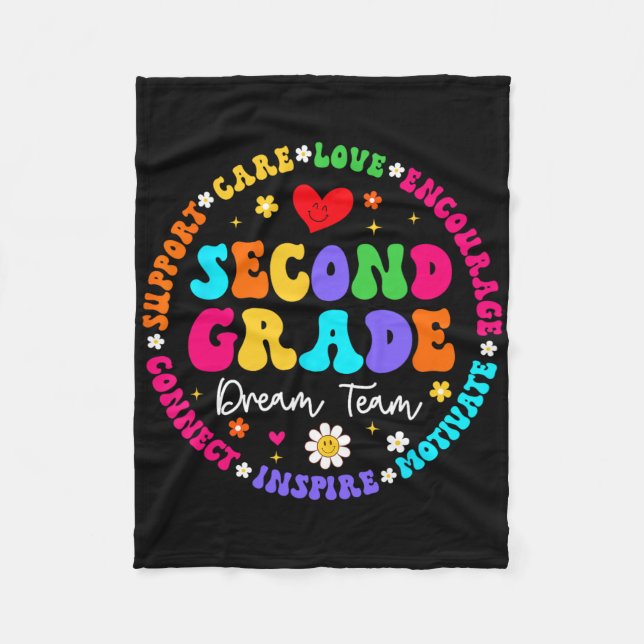 Second Grade Dream Team Back To School Teacher Lov Fleece Blanket (Front)