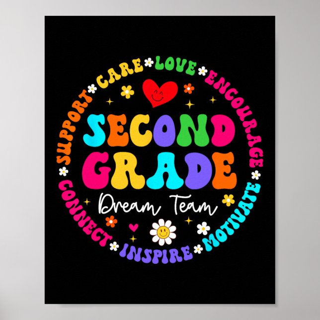 Second Grade Dream Team Back To School Teacher Lov Poster (Front)