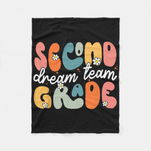 Second Grade Dream Team Byck To School Hello 2nd G Fleece Blanket