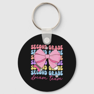 Second Grade Dream Team Teacher Bow Back To School Key Ring
