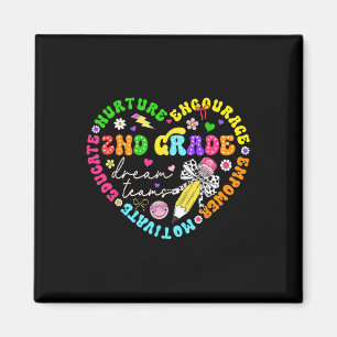 Second Grade Dream Team Teacher Women Girl Back To Magnet