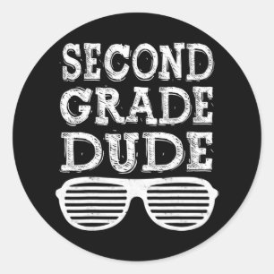 Second Grade Dude Back To School Gift Classic Round Sticker