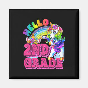 Second Grade Flossing Unicorn Kids Hello 2nd Grade Magnet