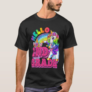 Second Grade Flossing Unicorn Kids Hello 2nd Grade T-Shirt