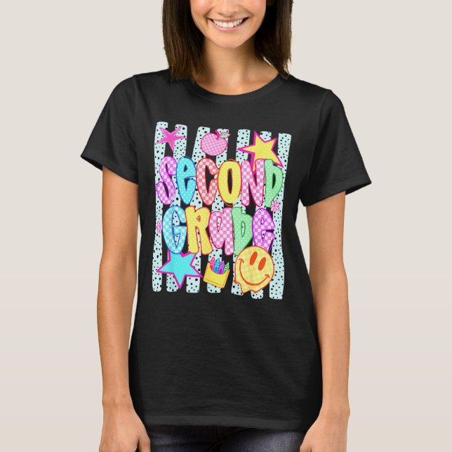 Second grade funny back to school happy first day T-Shirt (Front)