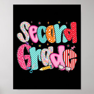 Second Grade Girls Back To School Preppy Pencil 2n Poster