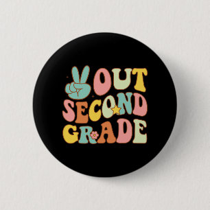 Second Grade Groovy Last Days School 2nd Grade 6 Cm Round Badge