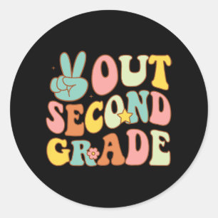Second Grade Groovy Last Days School 2nd Grade Classic Round Sticker
