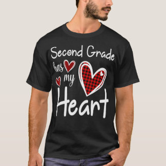 Second Grade Has My Heart Buffalo Print Teacher Va T-Shirt