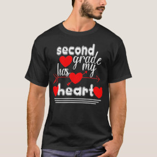 Second grade has my heart Quote Valentines Day Coo T-Shirt
