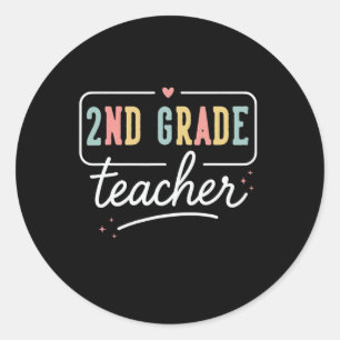 Second Grade Heart Teacher Gifts 2nd Grade Back To Classic Round Sticker