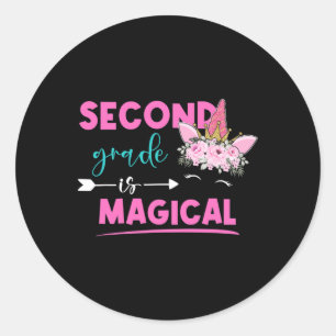 Second Grade Is Magical Unicorn 2nd Grade Teacher Classic Round Sticker