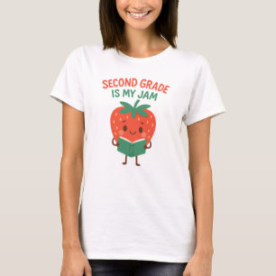 Second Grade Is My Jam Cute Strawberry Fun School T-Shirt