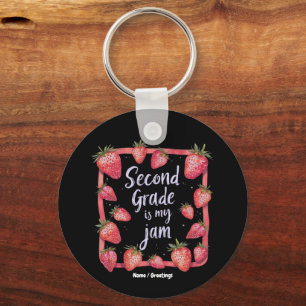 Second Grade is My Jam Strawberry Funny Teacher Key Ring
