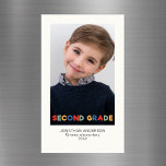 Second Grade Keepsake Photo Magnet<br><div class="desc">Capture the charm of early childhood with this early elementary school keepsake photo magnet card, featuring a playful multi-colour header that evokes the joy of early school days. With a clean, minimalist design, the card highlight your child’s adorable photo and milestone details, creating a keepsake that’s both elegant and heartwarming....</div>