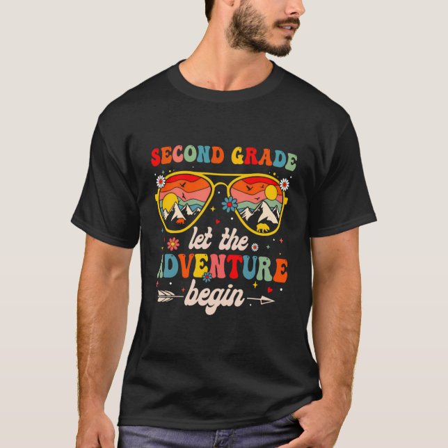 Second Grade Let The Adventure Begin Funny Back To T-Shirt (Front)