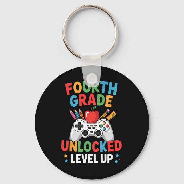 Second Grade Level Unlocked Funny Gamer Boys Ck To Key Ring (Front)