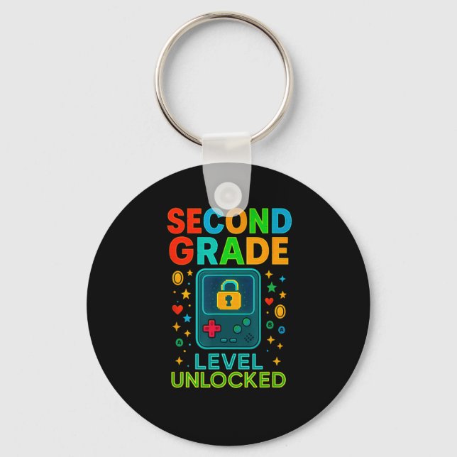 Second Grade Level Unlocked Gamer Ck To School Con Key Ring (Front)