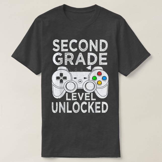 Second Grade Level Unlocked Video Game Back to Sch T-Shirt (Design Front)
