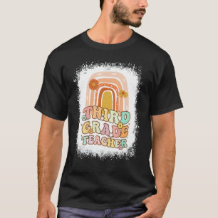 Second Grade Rainbow Bleached Retro Back To School T-Shirt