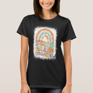 Second Grade Rainbow Bleached Retro Back To School T-Shirt