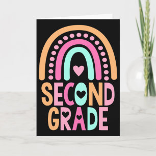 Second Grade Rainbow Girls Boys Teacher Cute 2nd G Card