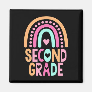 Second Grade Rainbow Girls Boys Teacher Cute 2nd G Magnet