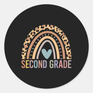 Second Grade Rainbow Girls Boys Teacher Team 2nd G Classic Round Sticker