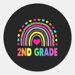 Second Grade Rainbow Girls Boys Teacher Team 2nd G Classic Round Sticker
