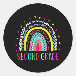 Second Grade Rainbow Leopard Team 2nd Grade Squad Classic Round Sticker