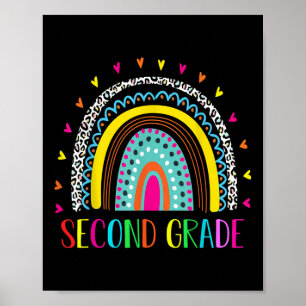Second Grade Rainbow Leopard Team 2nd Grade Squad Poster