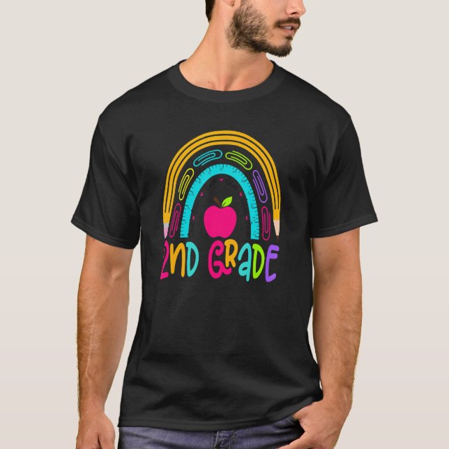 Second Grade Rainbow Team 2nd Grade First Day Happ T-Shirt (Front)