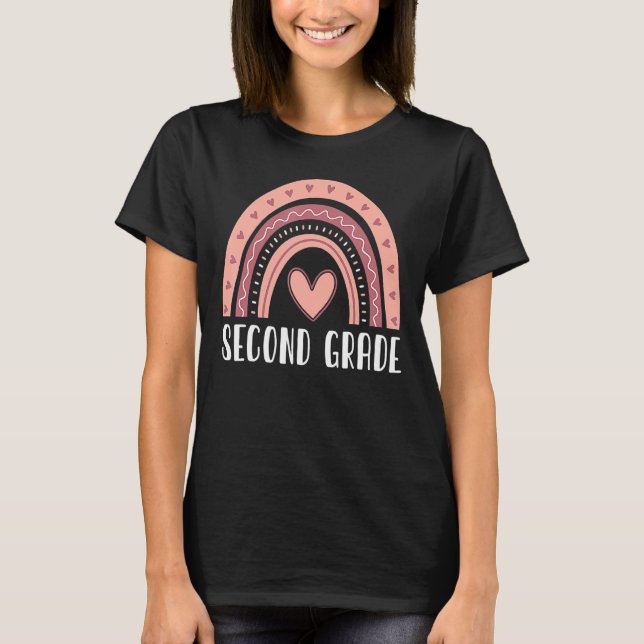 Second Grade Rainbow Team Hello Second Grade Rocks T-Shirt (Front)