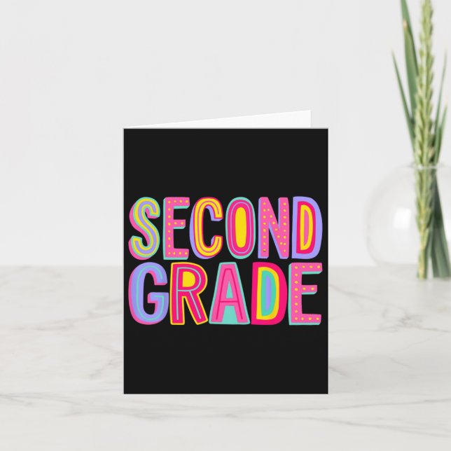 Second Grade Rainbow Vibes Back To School 2nd Grad Card (Front)