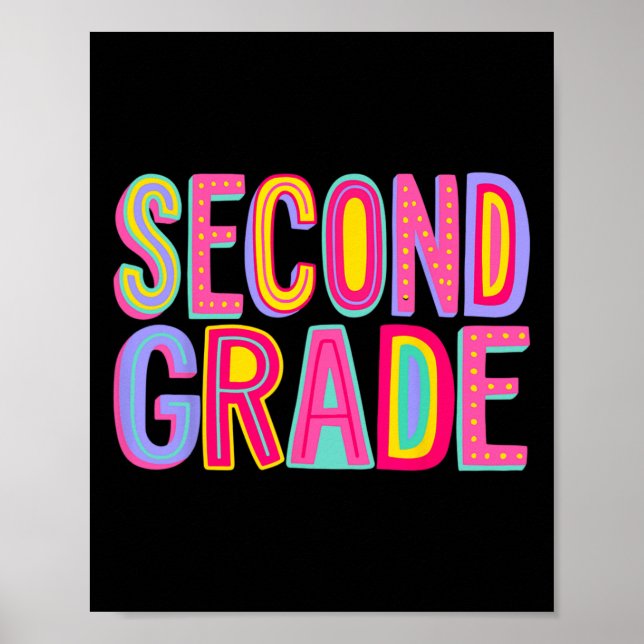 Second Grade Rainbow Vibes Back To School 2nd Grad Poster (Front)