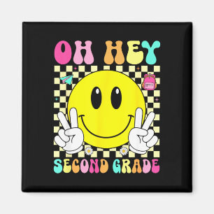 Second grade retro smile back to school first day  magnet