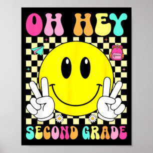Second grade retro smile back to school first day poster