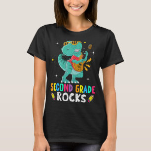 Second Grade Rocks Rex Dino Back To School Teacher T-Shirt