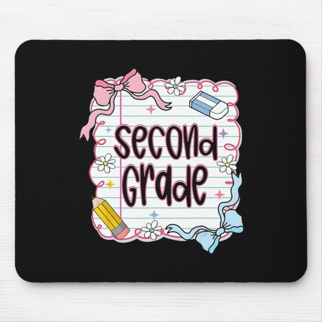 Second Grade School Coquette Bow Back To School Fi Mouse Pad (Front)