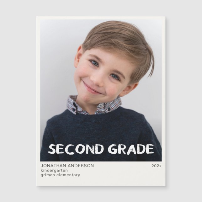 Second Grade School Year Photo Keepsake Magnet (Front)
